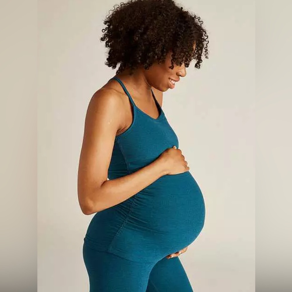 Spacedye Keep Your Cool Maternity Slim Racerback Tank - Blue Gem Heather / Small